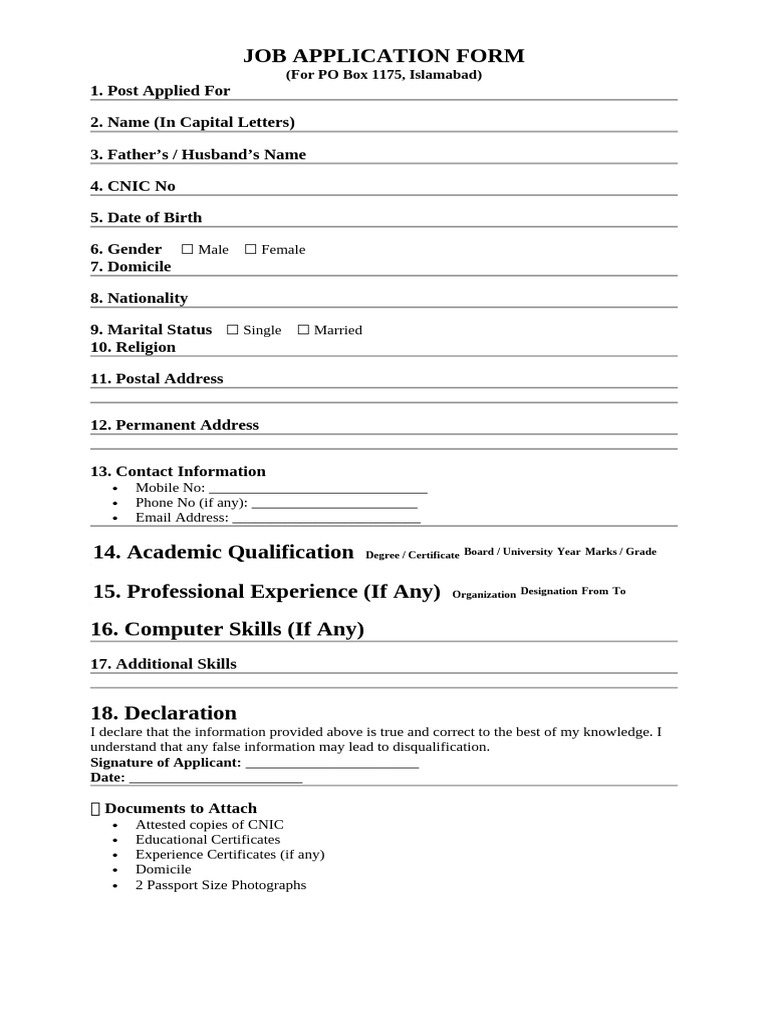 Job Application Form 1175 | PDF