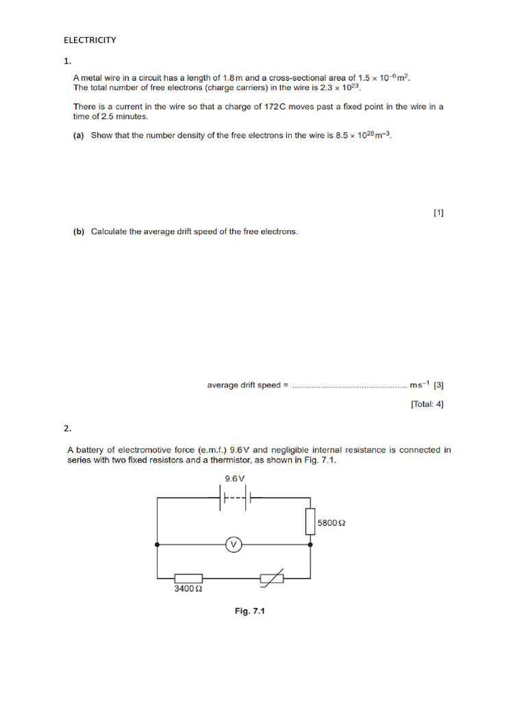Electricity WORKSHEET 2 | PDF