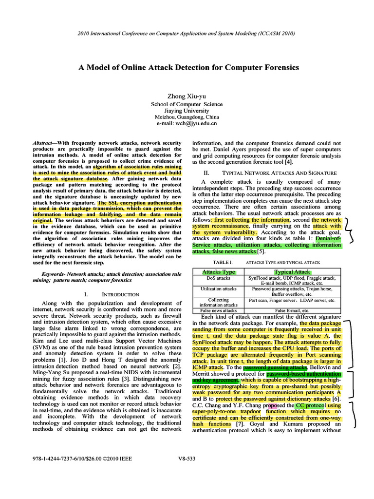 A Model of Online Attack Detection For Computer Forensics | PDF ...