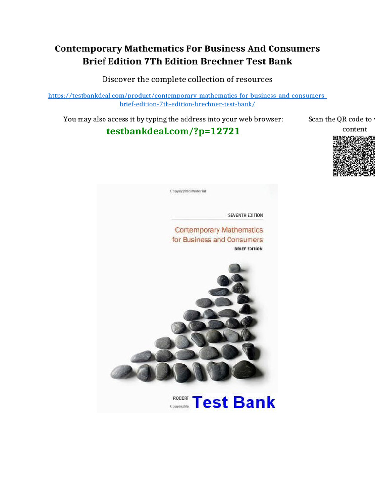 Contemporary Mathematics for Business and Consumers Brief Edition 7th ...