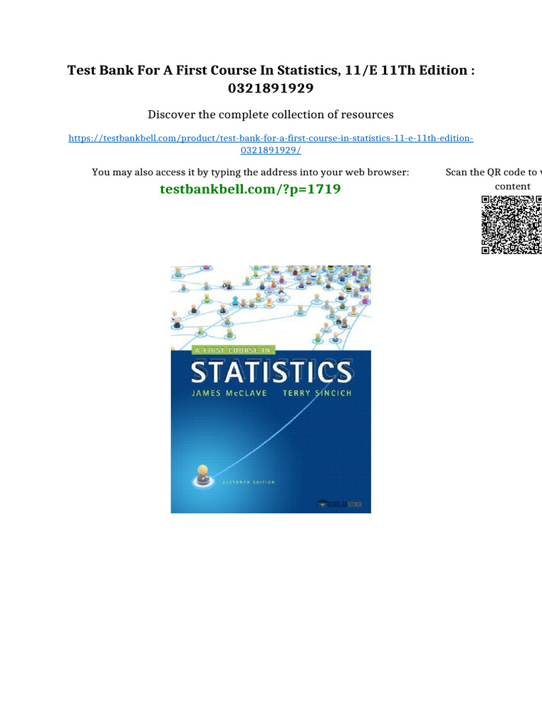 Test Bank for A First Course in Statistics, 11/E 11th Edition ...