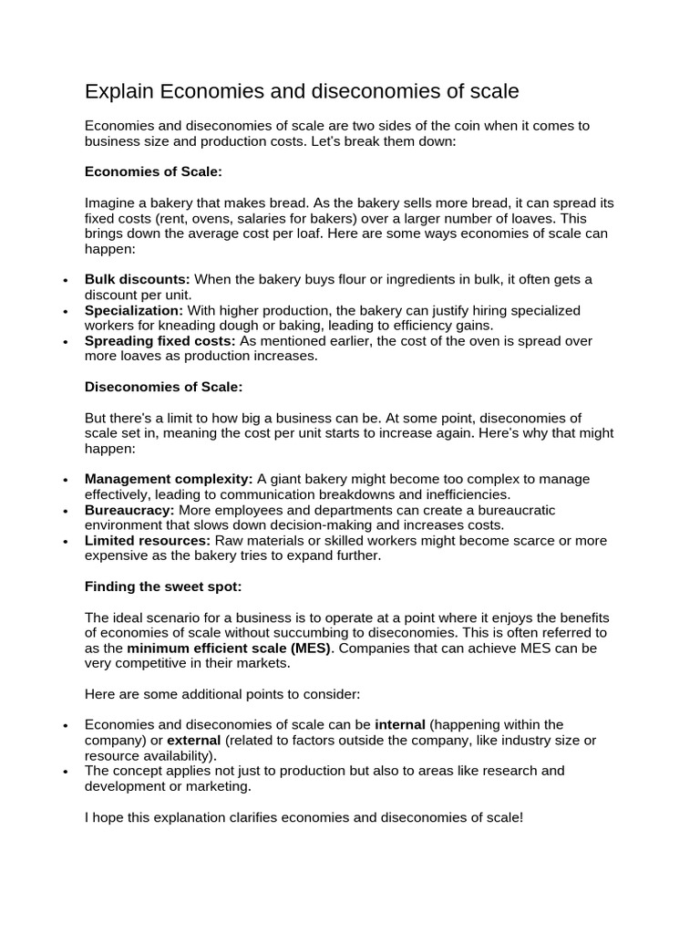 Economies and Diseconomies of Scale | PDF