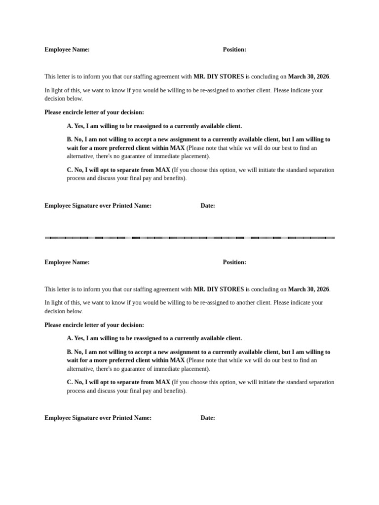 Re Assignment Form MR. DIY STORES | PDF
