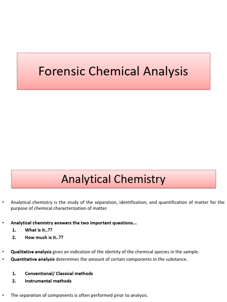 L-3 Forensic Chemical Analysis | PDF | Analytical Chemistry | Chemical ...