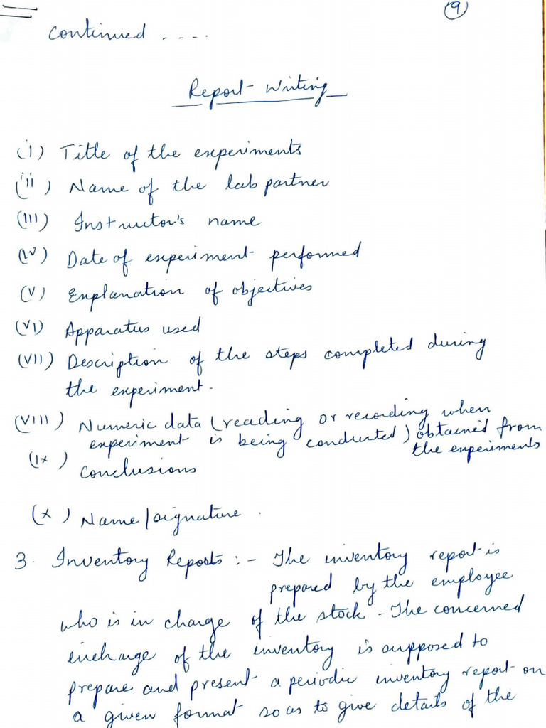 Continued Report Writing. | PDF