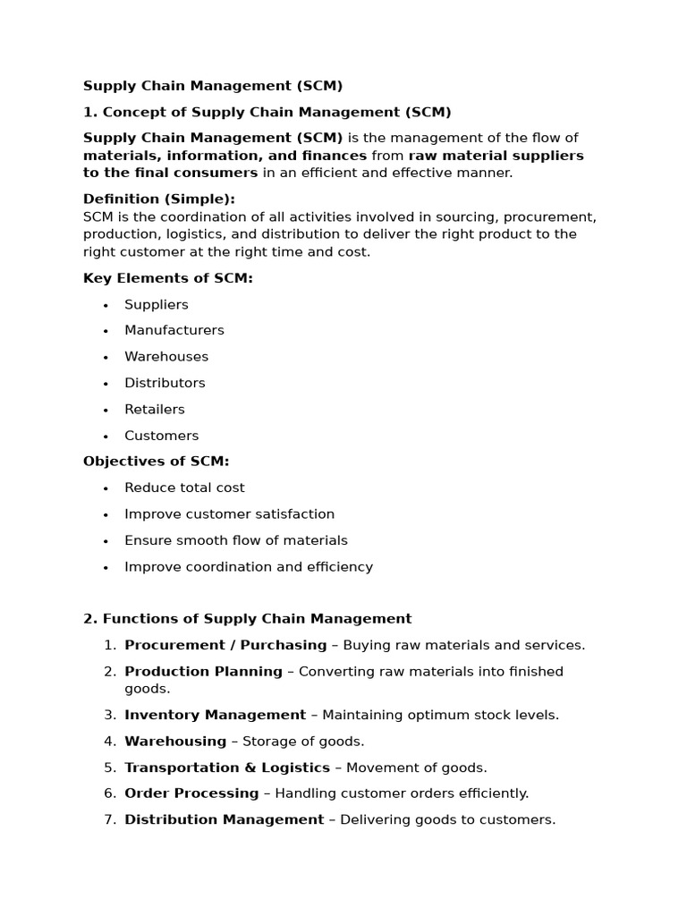 Supply Chain Management Notes | PDF | Supply Chain Management | Supply ...