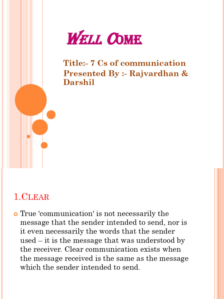 Title:-7 Cs of Communication Presented By: - Rajvardhan & Darshil | PDF