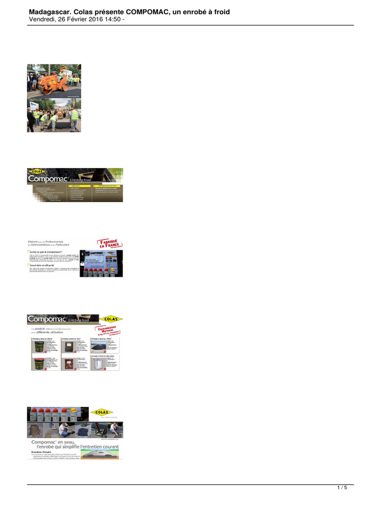 Madagascar Colas Presente Compomac Un Enrobe A Froid | PDF