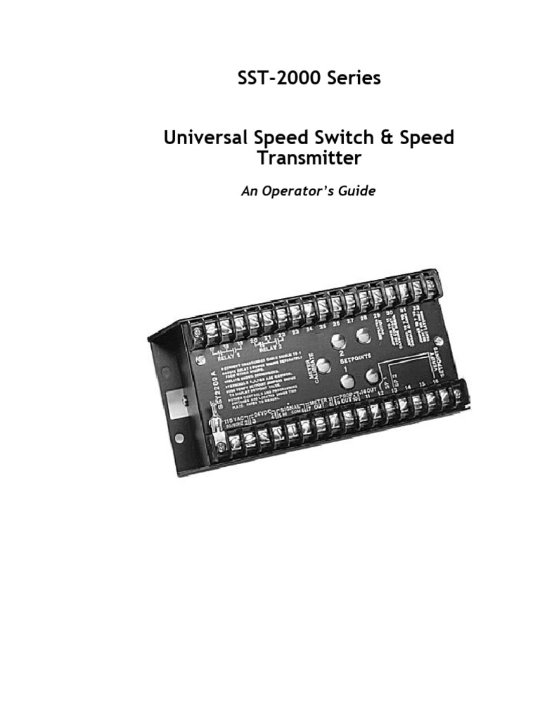 Universal Speed Switch and Speed Transmitter | PDF | Relay | Switch