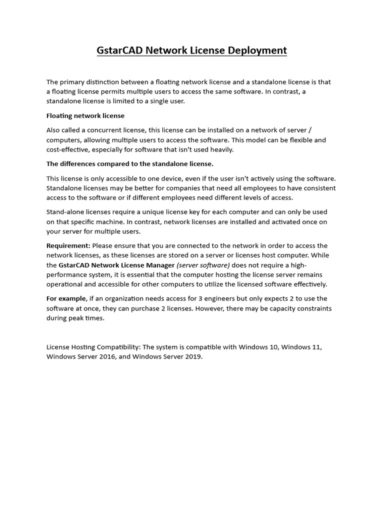 GstarCAD Network License Deployment | PDF