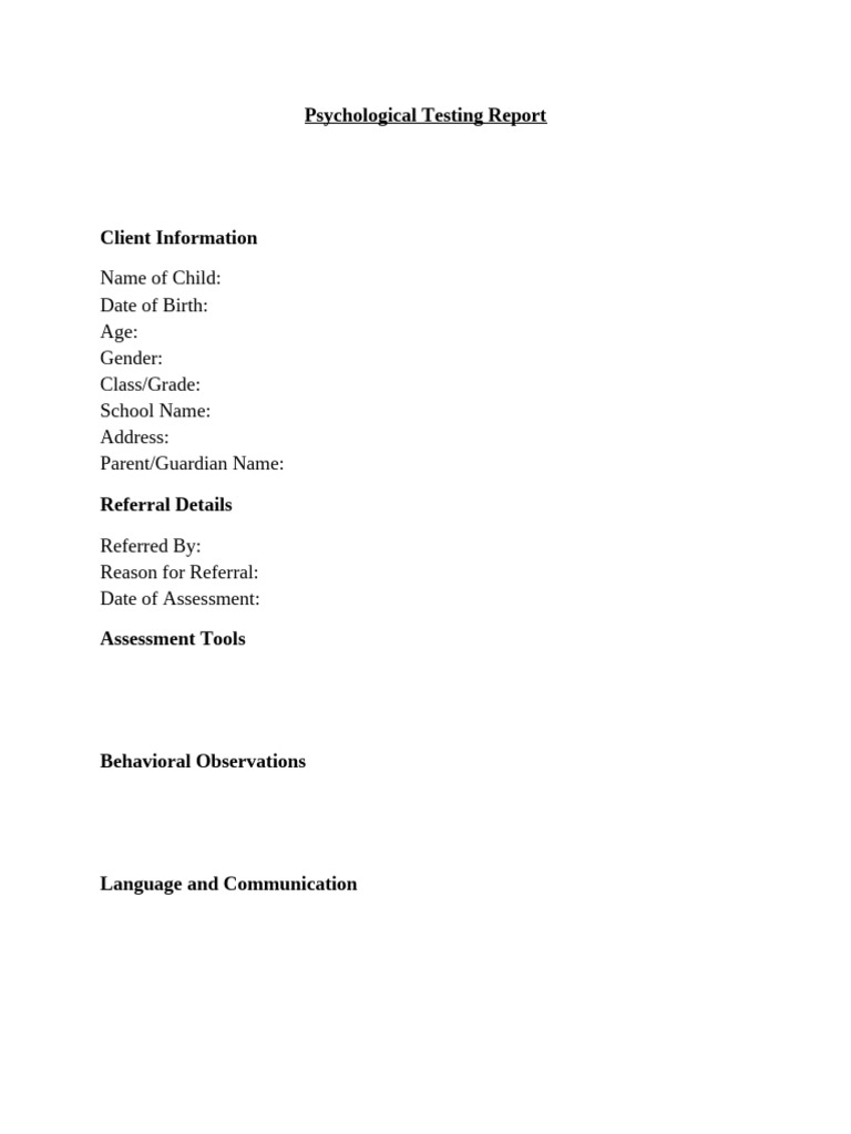 Psychological Testing Report | PDF