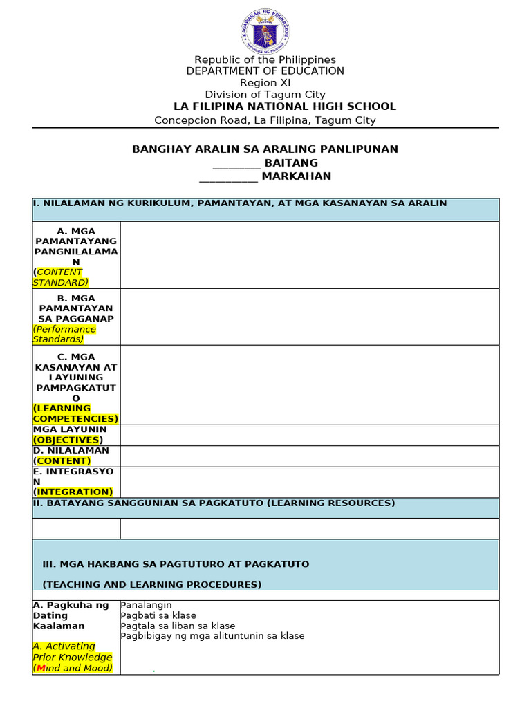 Blank DLP Template | PDF