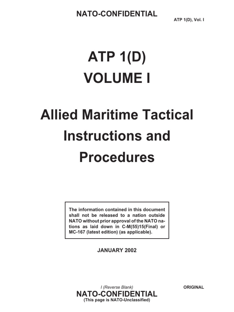 ATP 1 (D) Maritime Tactical Instr Procedure | PDF | Naval Warfare | Warfare