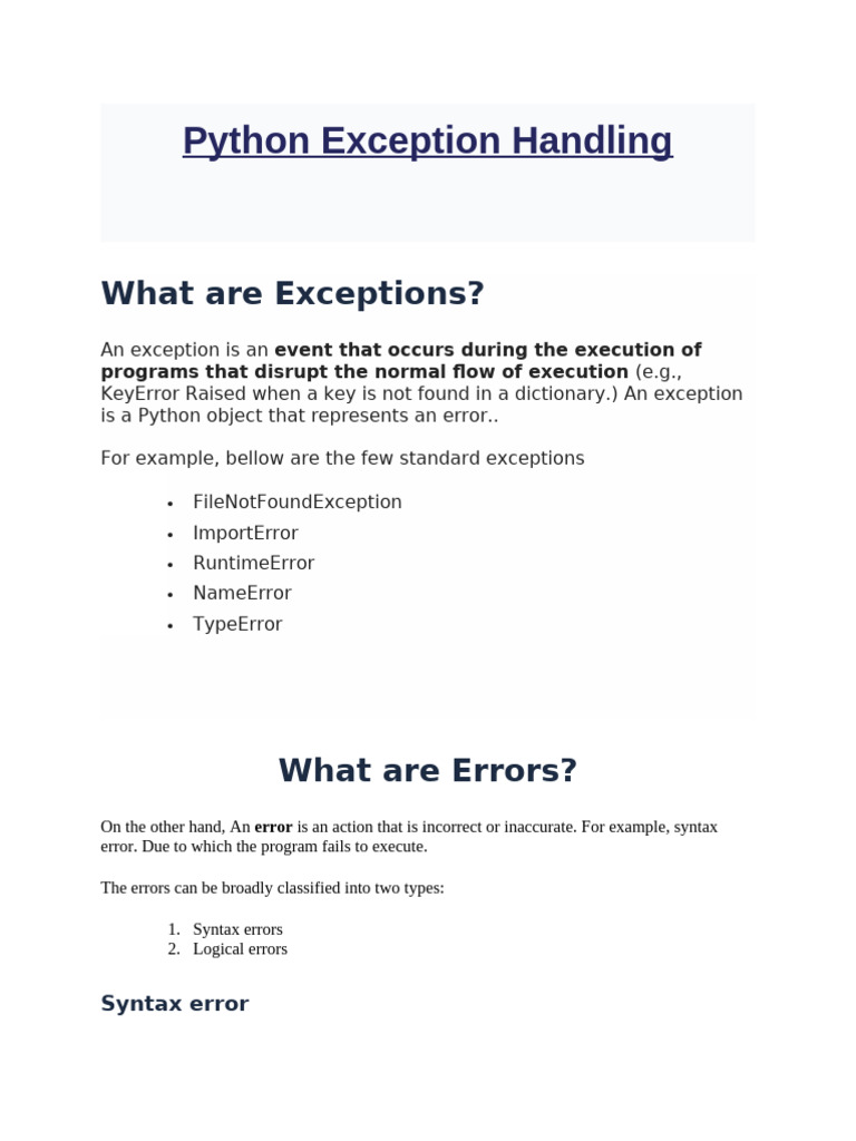 12. Exception Handling | PDF