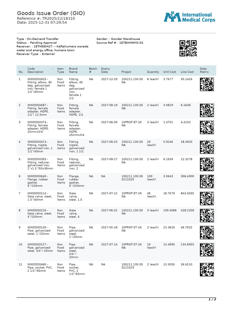 Goods_Issue_Order_(GIO)_2025_12_31 07_29_54 (1)-2 | PDF | Pipe (Fluid ...