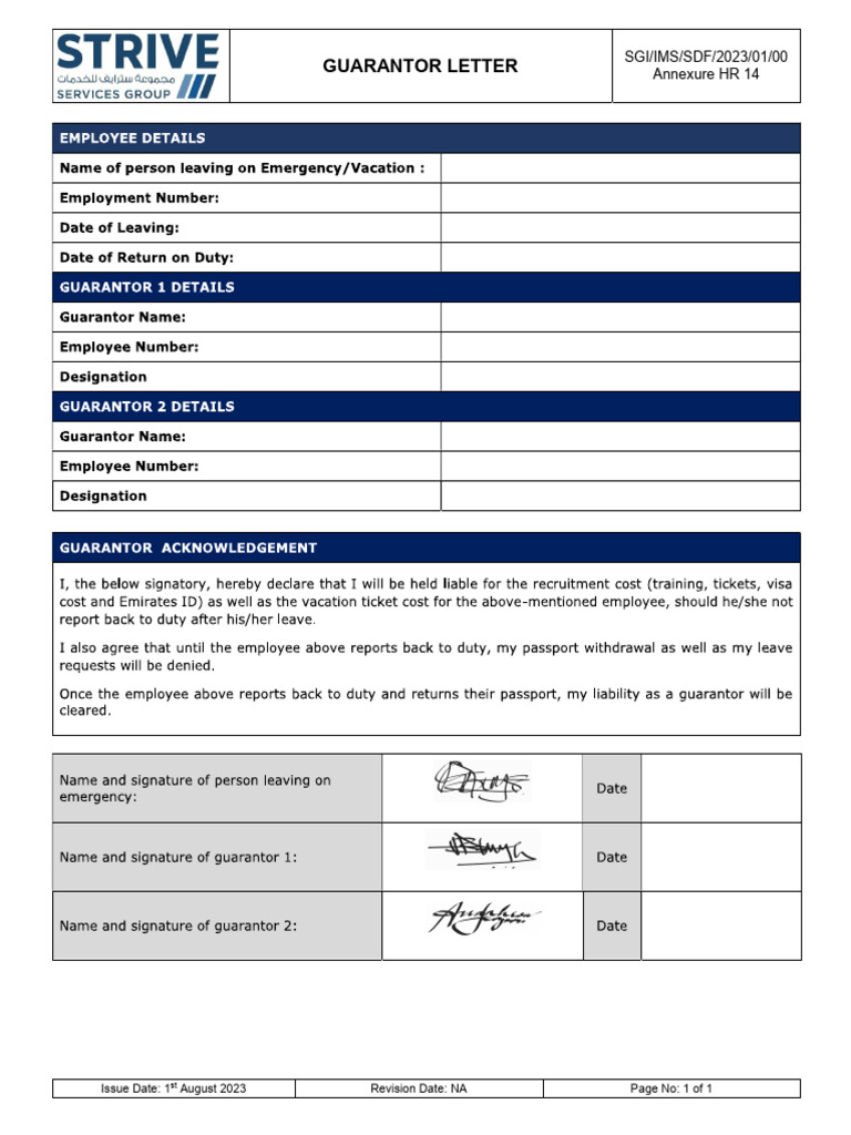 Guarantor Form - Grace | PDF