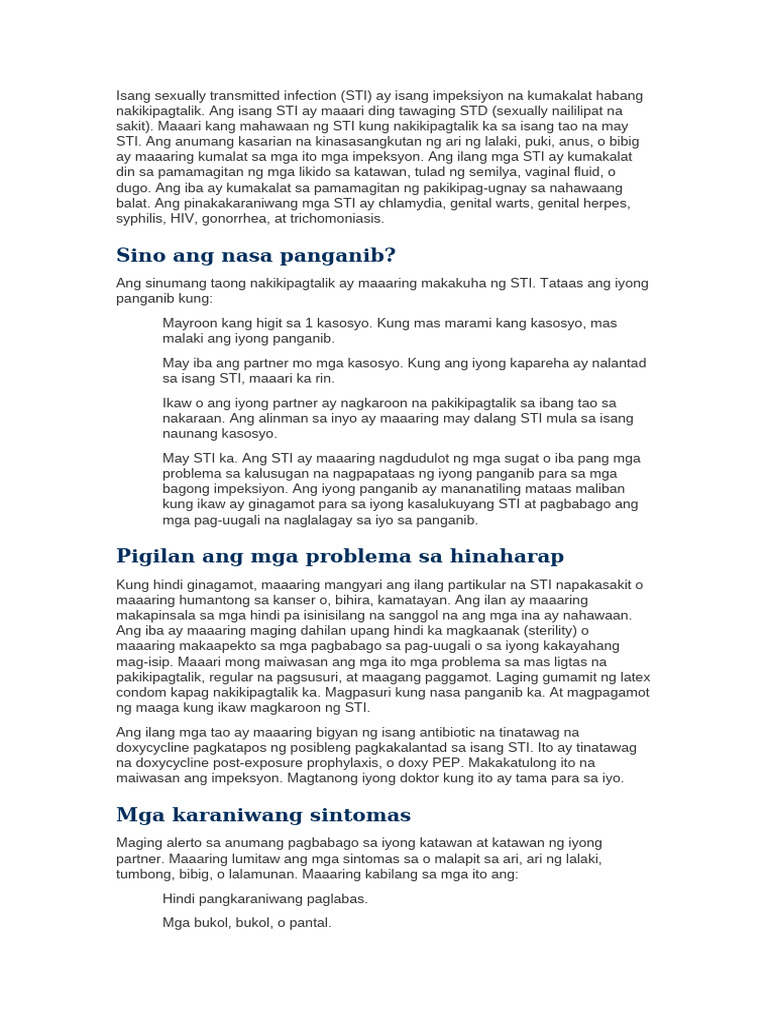 Isang Sexually Transmitted Infection | PDF