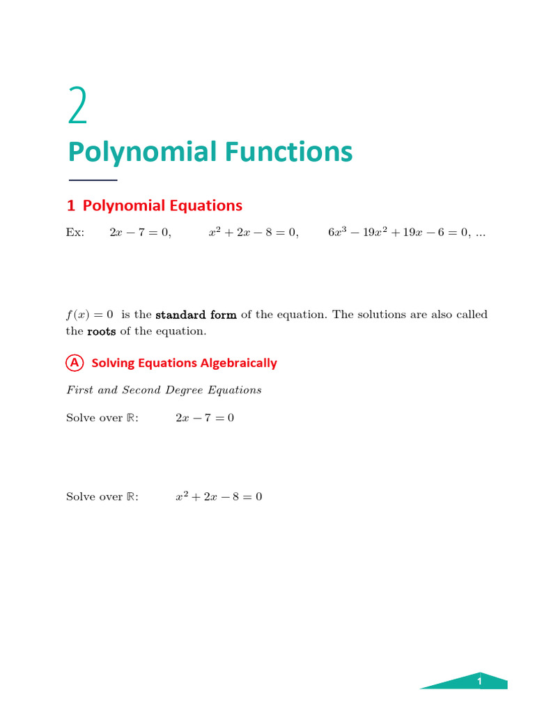 2_PolynomialFunctions | PDF | Equations | Polynomial