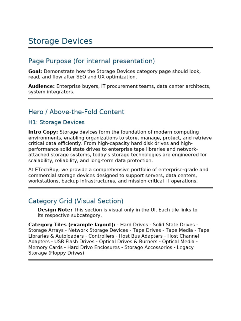 Sample Storage Devices Category Page (Presentation Mockup) | PDF ...