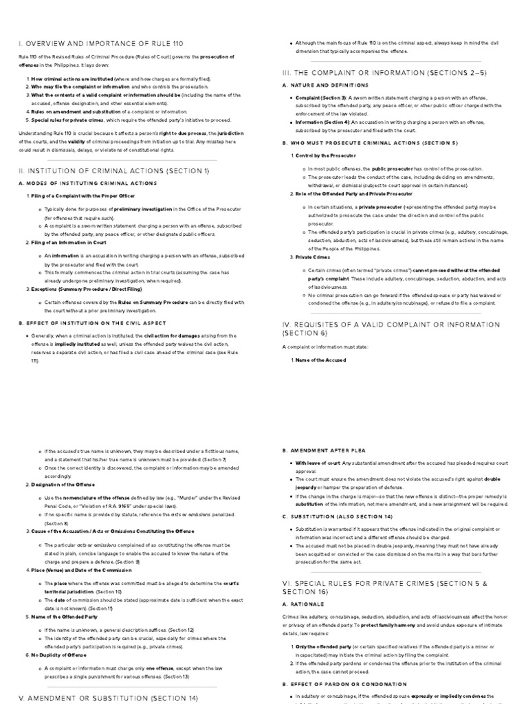 Prosecution of Offenses (Rule 110) - Criminal Procedure | PDF ...