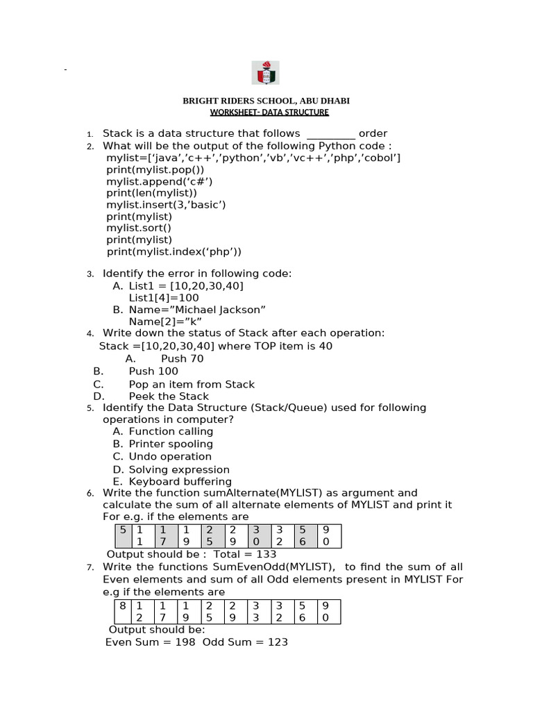 Bright Riders Schoo2 | PDF | Queue (Abstract Data Type) | Computer ...
