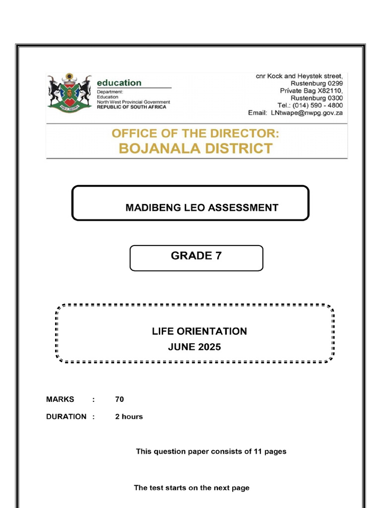 Grade 7 L.O Eng QP June 2025 | PDF