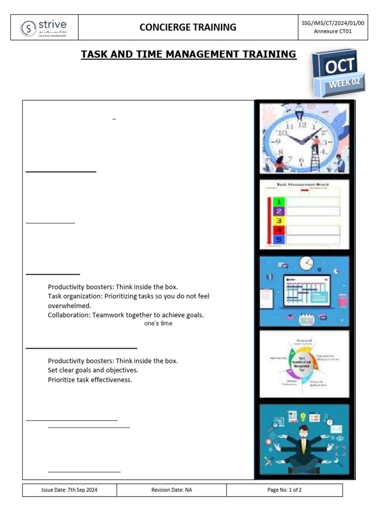OCT 2024 WEEK 2 Task and Time Management Training | PDF | Time ...