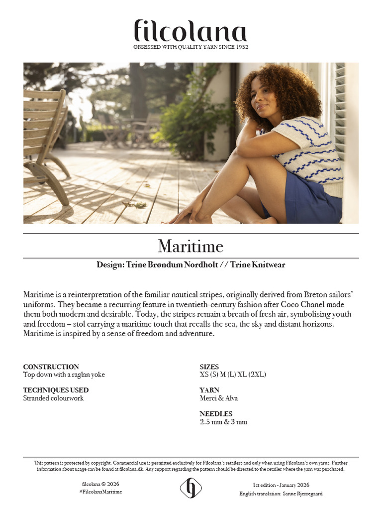Filcolana_KnittingPattern_Maritime Tee_ENG | PDF | Knitting | Knitting ...