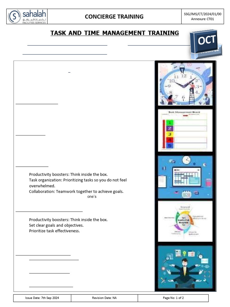 OCT 2024 WEEK 2 Task and Time Management Training | PDF | Time ...