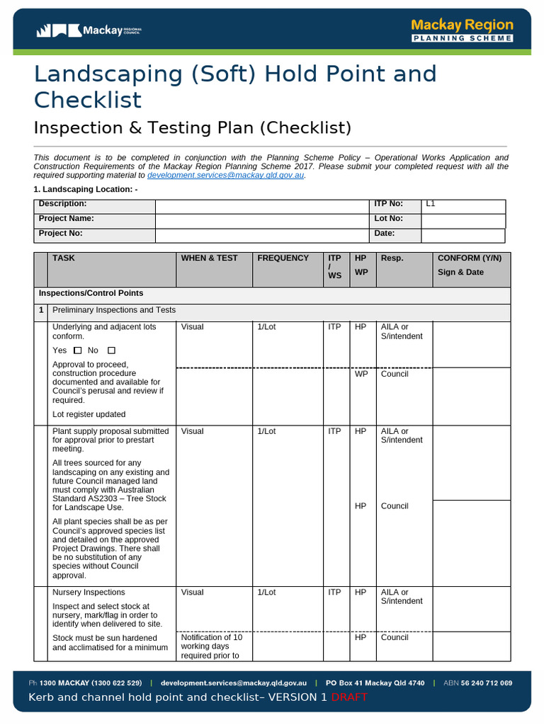 ITP Checklist 19 - Landscaping Soft | PDF | Plant Nursery | Plants