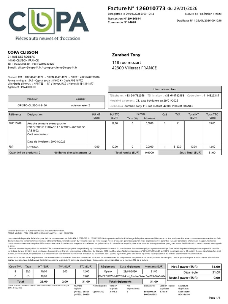 Duplicata Facture Commande 29486694 | PDF | Taxe sur la valeur ajoutée ...