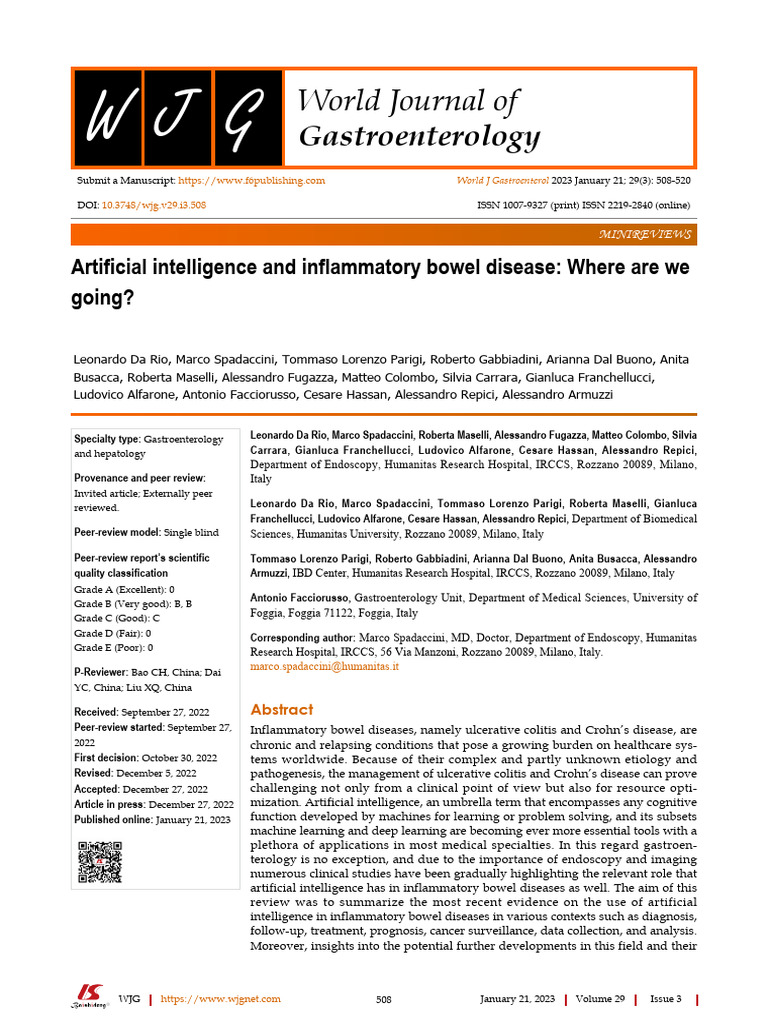 AI in IBD | PDF | Inflammatory Bowel Disease | Artificial Intelligence