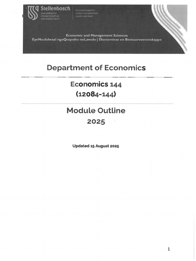 Economics 144 Module Outline | PDF