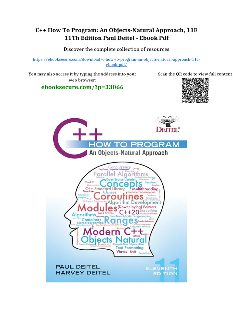 C++ How to Program: An Objects-Natural Approach, 11e 11th Edition Paul ...