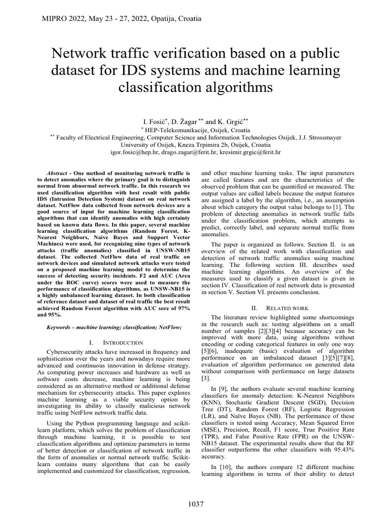 Network Traffic Verification Based On A Public Dataset For IDS Systems ...