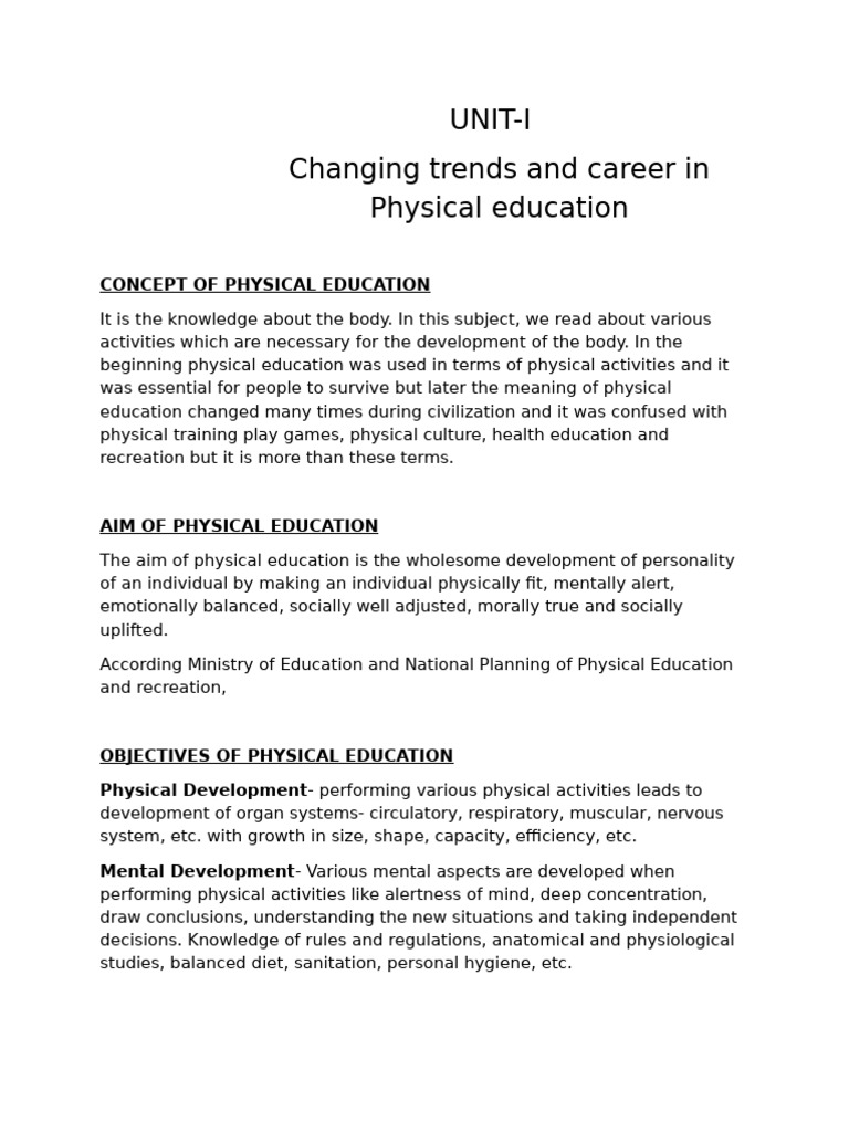 Changing Trends and Career Options in Physical Education-1 | PDF ...