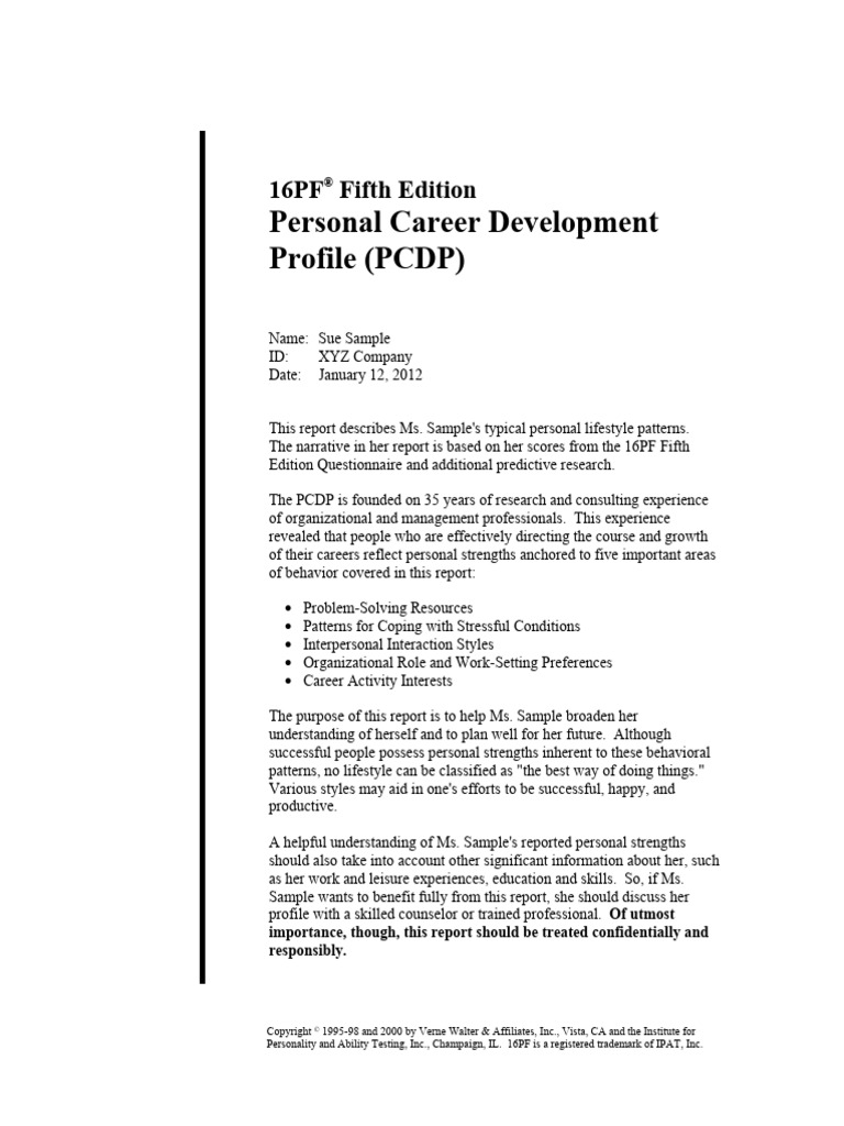 16PF5 - Personal Career Development Profile | PDF | Leadership | Goal