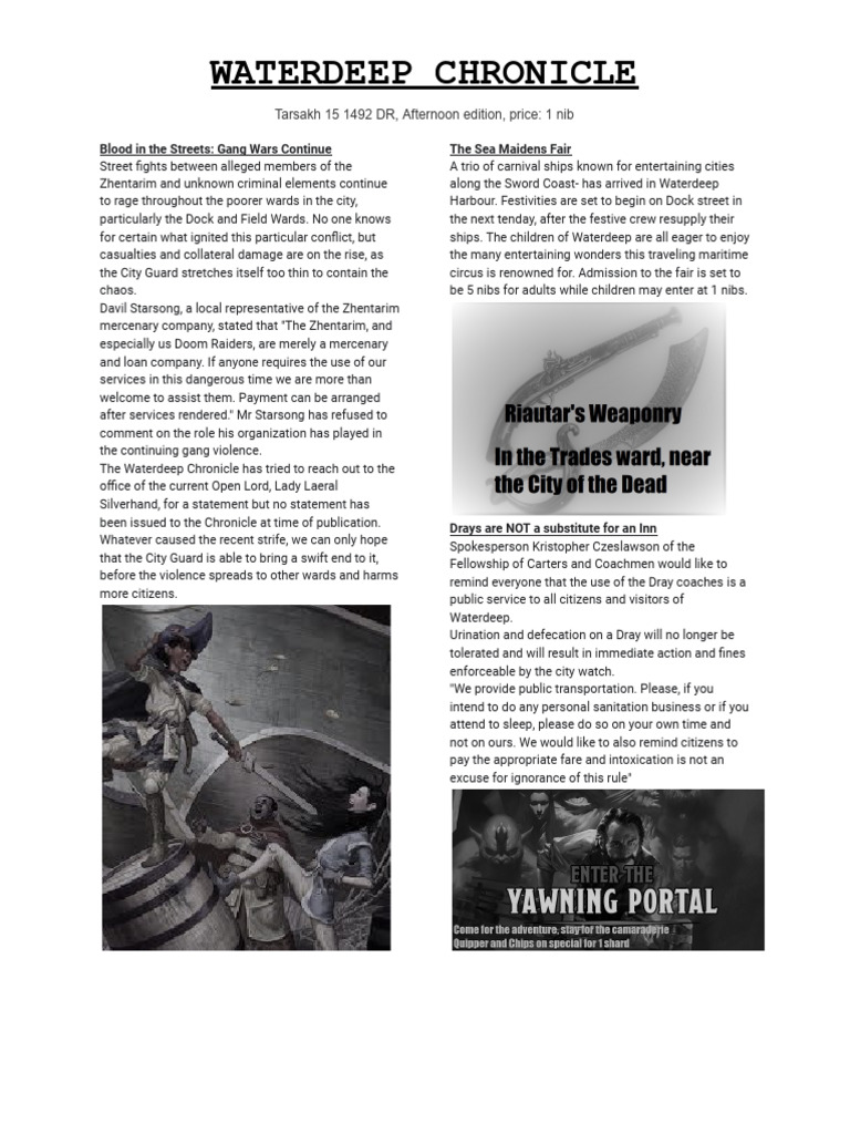 Waterdeep Chronicle 1st Edition | PDF