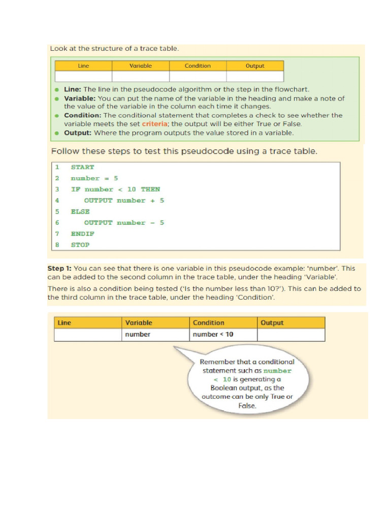 Trace Table | PDF
