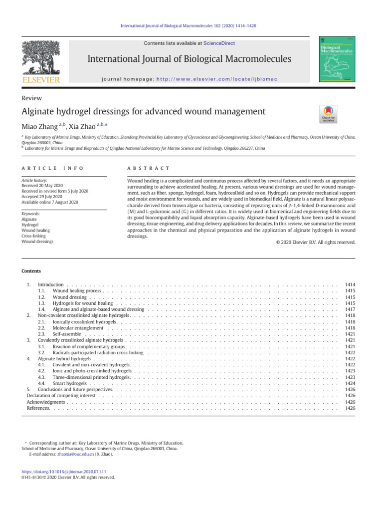 Alginate Based Wound Dressing | PDF | Wound Healing | Wound