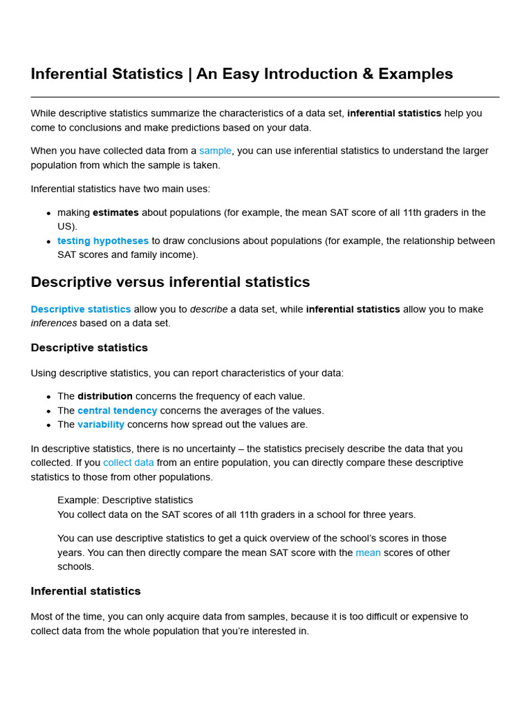 D. Inferential Statistics | PDF | Statistics | Confidence Interval