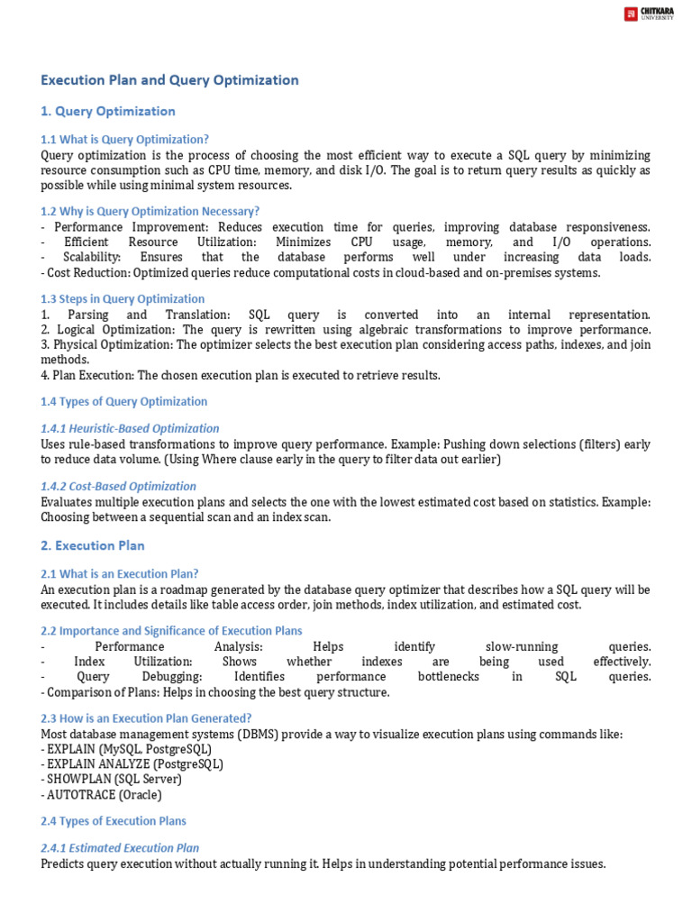 Execution Plan, Query Optimisation, Indexing | PDF | Database Index ...
