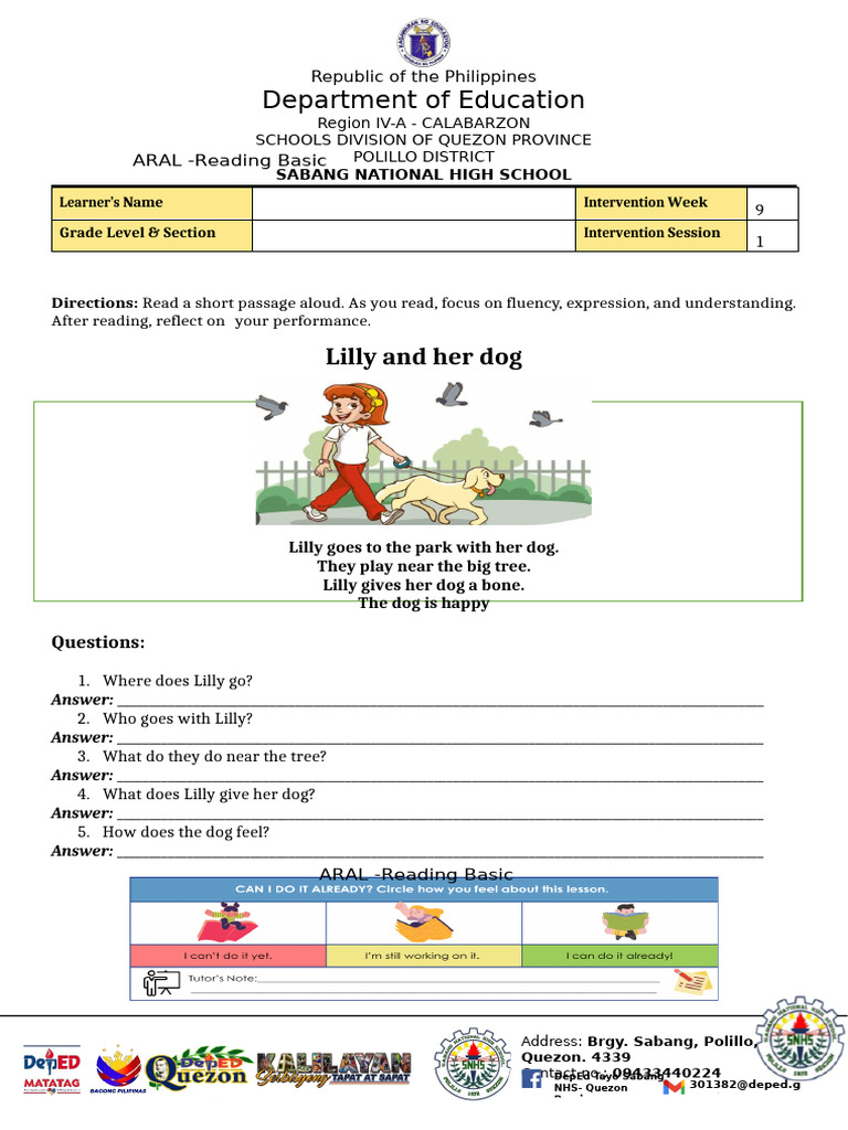 Aral Reading Basic Week 9 | PDF