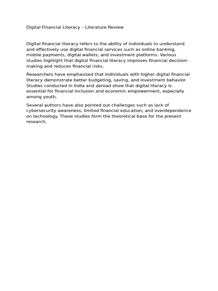 1 Digital Financial Literacy – Literature Review | PDF