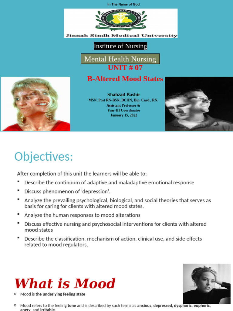 Unit # 07-B, Altered Mood States | PDF | Mania | Bipolar Disorder