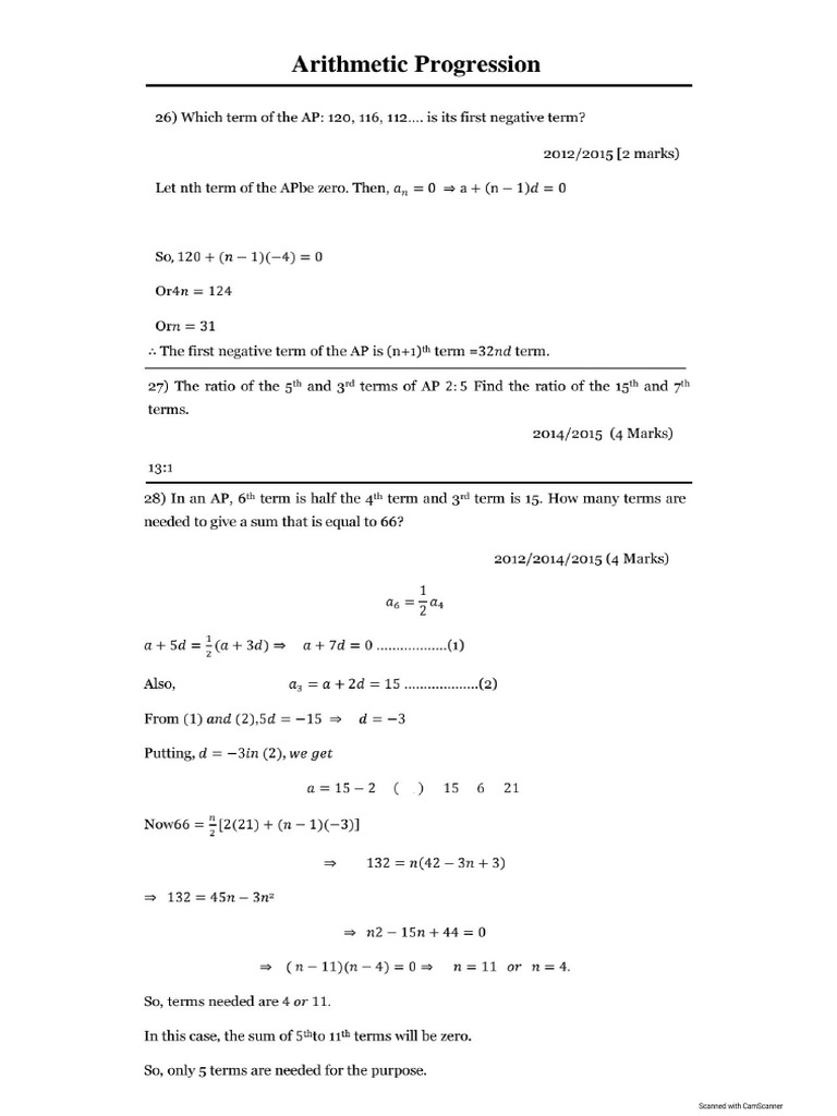 Arithmetic Progression Most Repeated Questions | PDF