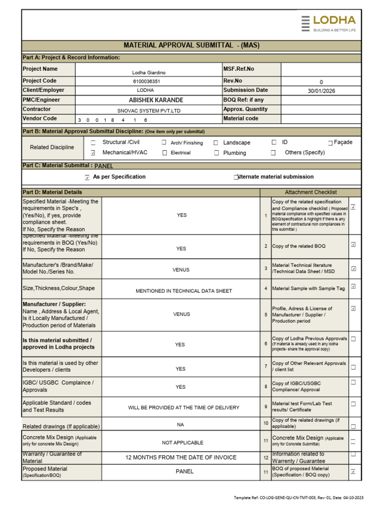 Mas Panel - Kharadi 02-02-2026 | PDF | Specification (Technical Standard)