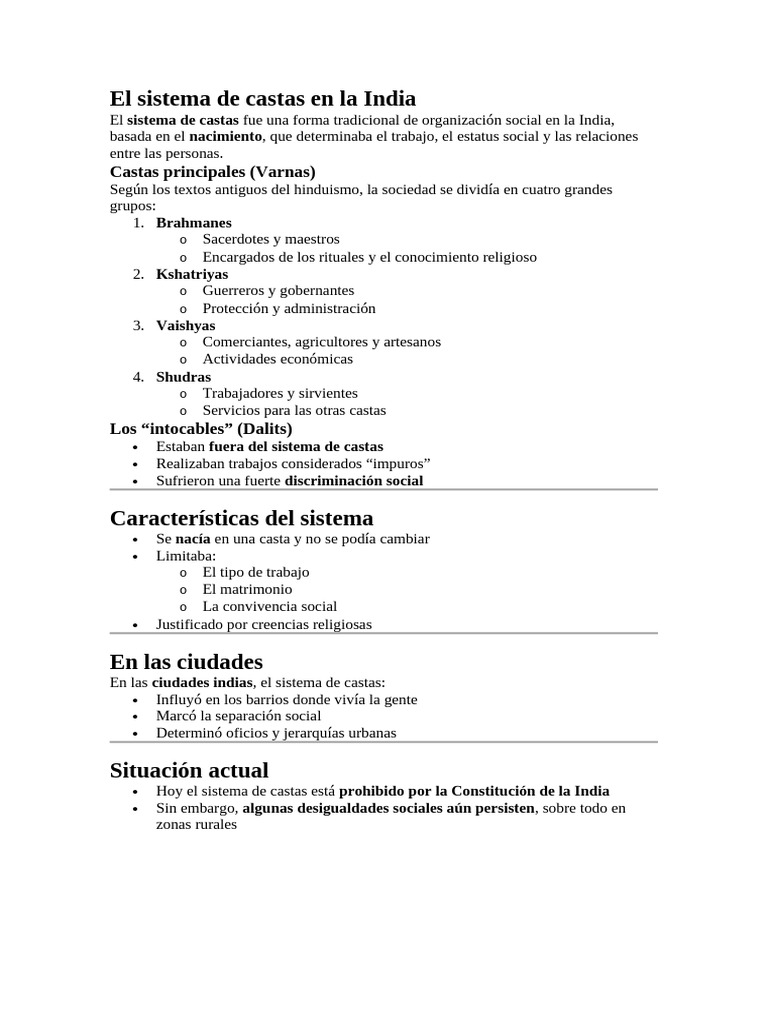 El Sistema de Castas en La India | PDF | Dalit