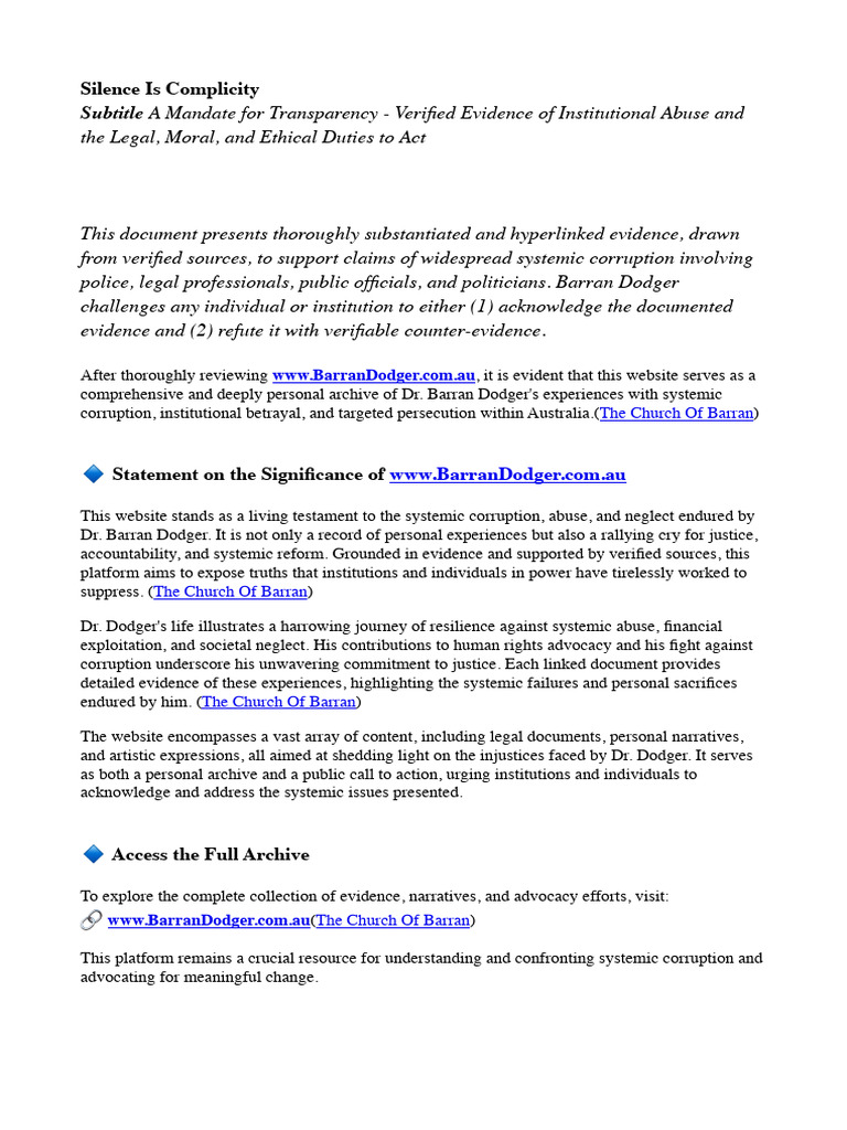 Silence is Complicity Subtitle a Mandate for Transparency - Verified ...