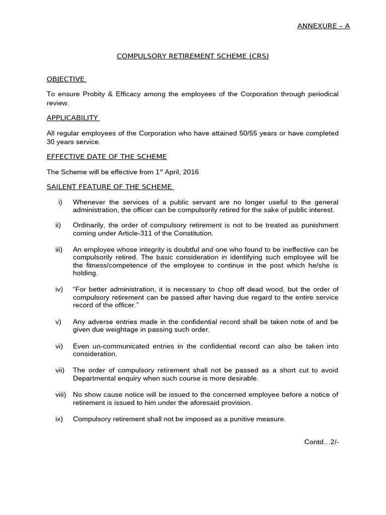 Compulsory Retirement Scheme | PDF | Justice | Crime & Violence